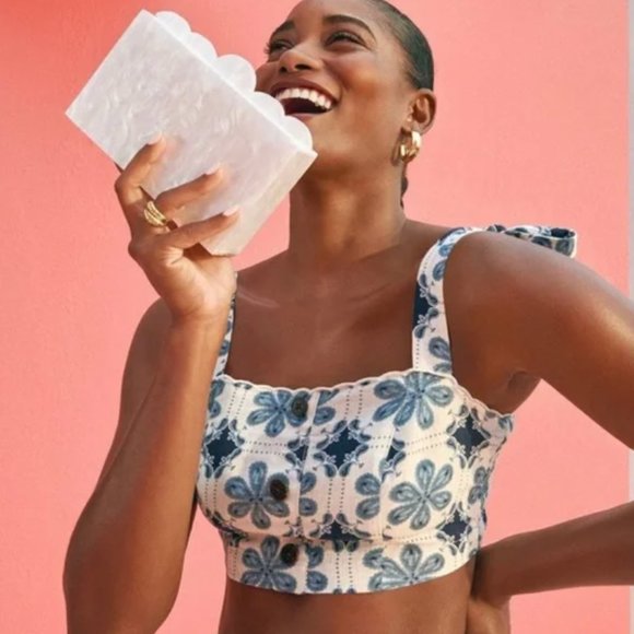 Agua Bendita X Target Womens Coral Tile Print Button-Front Tank Top, XXL NWT - Picture 2 of 9